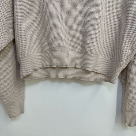 Sage & Stone XS Oversize Stretchy Cropped Tan Crew Neck Lightweight Sweater - Picture 4 of 7